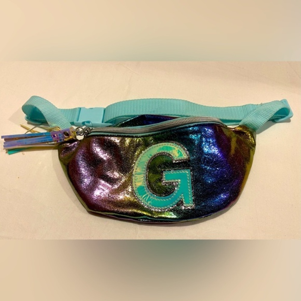 Justice Rainbow Holographic “G” Fannie Pack NWOT